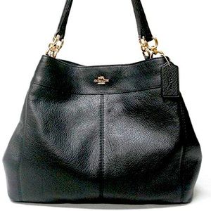 Coach Lexy Black Pebble Leather Handbag